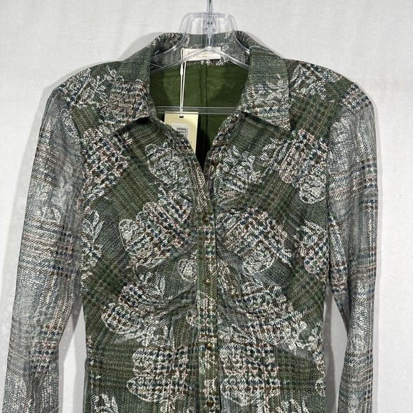NWT $295 RAMY BROOK [ Small ] Hamilton Mesh Long Sleeve Top Sage Tartan 7136 - Picture 8 of 16